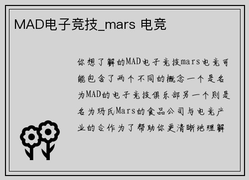 MAD电子竞技_mars 电竞